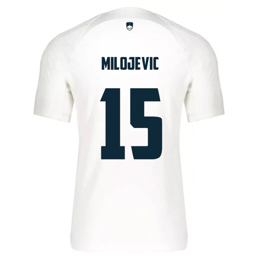 Danxen Hombre Camiseta Eslovenia Nemanja Milojevic #15 Blanco Azul 1ª Equipación 26-28 La Camisa