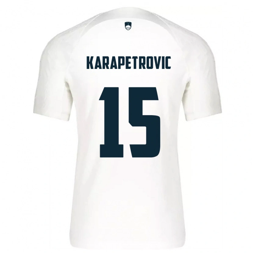 Danxen Hombre Camiseta Eslovenia Luka Karapetrovic #15 Blanco Azul 1ª Equipación 26-28 La Camisa