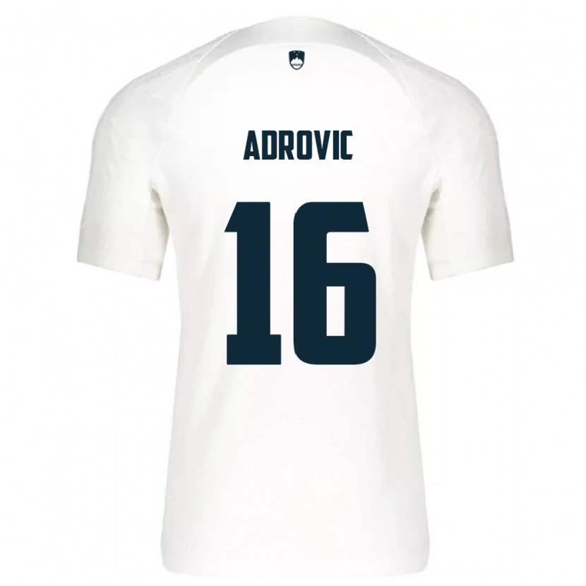 Danxen Hombre Camiseta Eslovenia Benjamin Adrovic #16 Blanco Azul 1ª Equipación 26-28 La Camisa