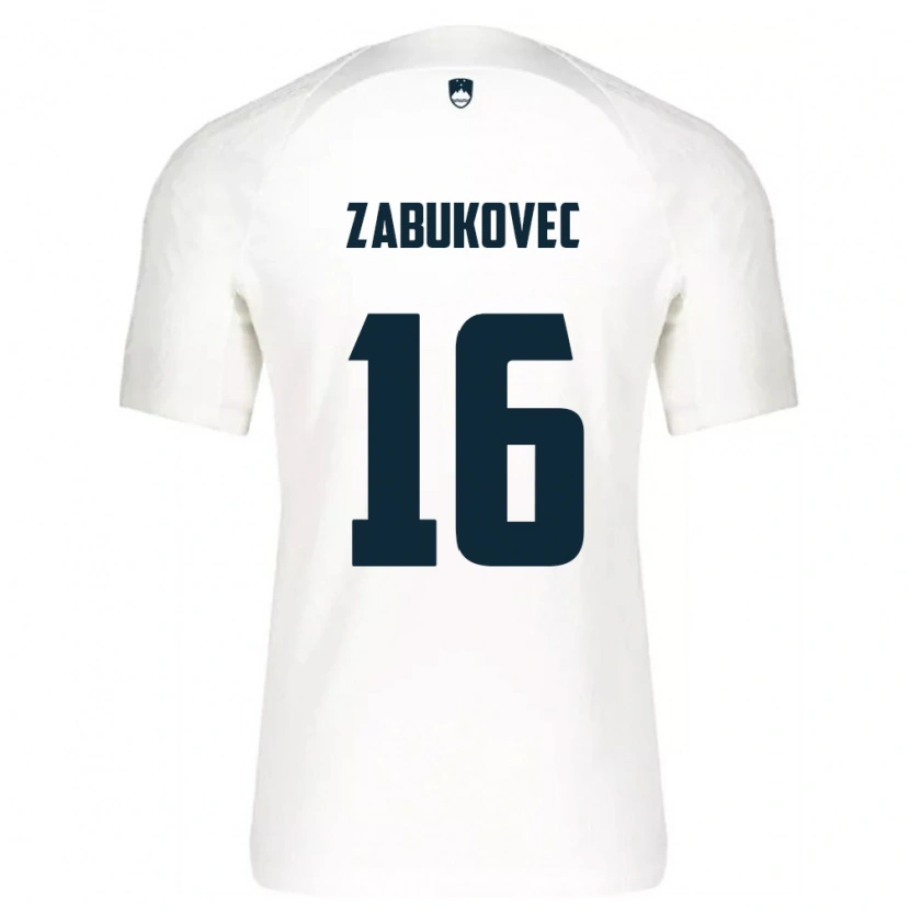 Danxen Hombre Camiseta Eslovenia Anze Zabukovec #16 Blanco Azul 1ª Equipación 26-28 La Camisa
