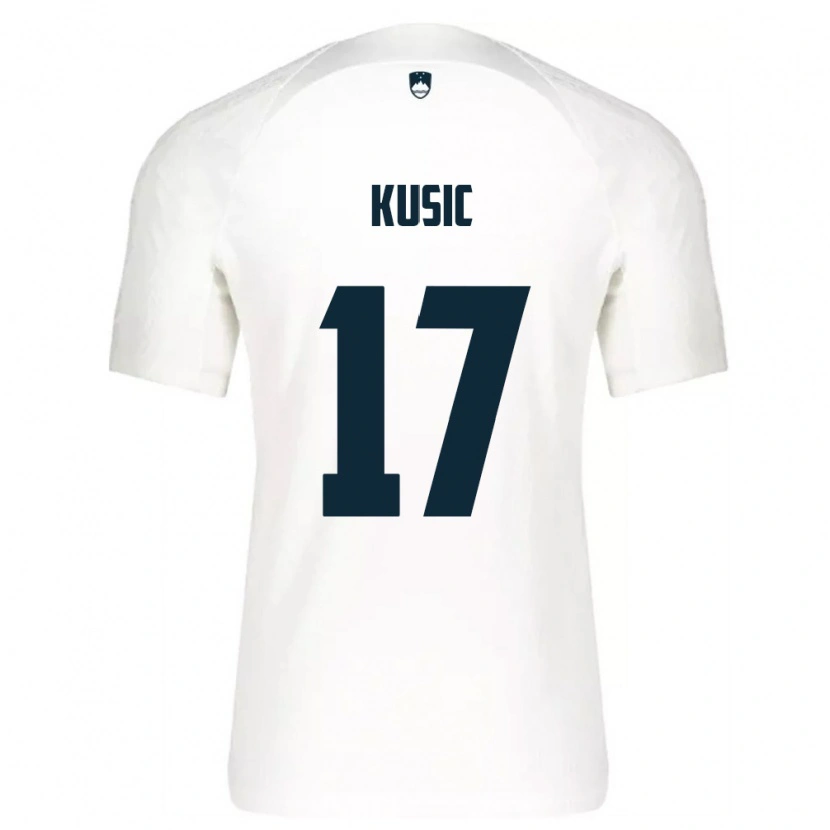 Danxen Hombre Camiseta Eslovenia Luka Kusic #17 Blanco Azul 1ª Equipación 26-28 La Camisa