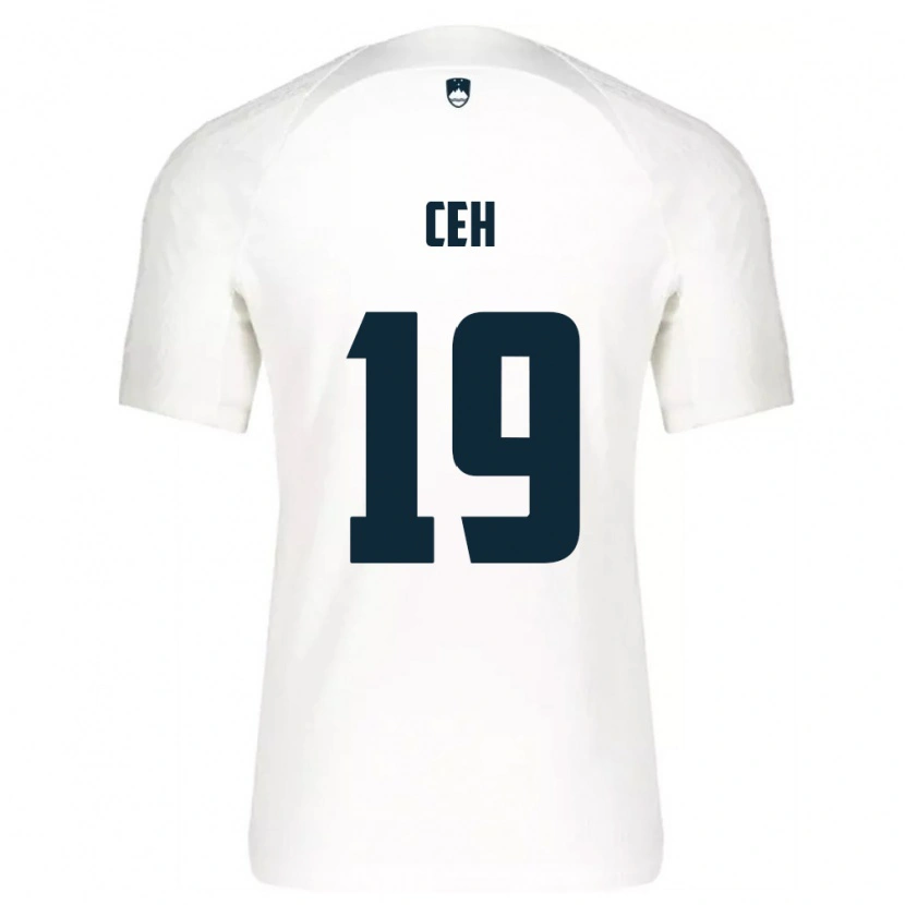Danxen Hombre Camiseta Eslovenia Lukas Ceh #19 Blanco Azul 1ª Equipación 26-28 La Camisa