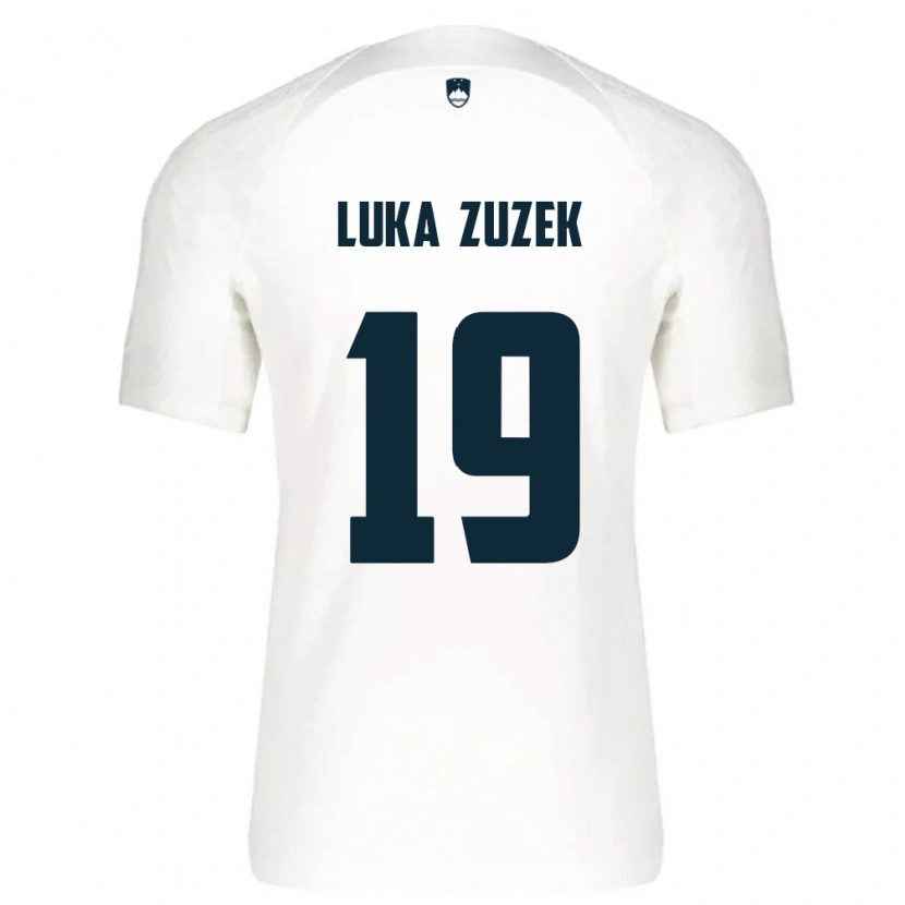 Danxen Hombre Camiseta Eslovenia Zan Luka Zuzek #19 Blanco Azul 1ª Equipación 26-28 La Camisa