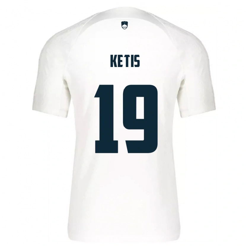 Danxen Hombre Camiseta Eslovenia Sara Ketiš #19 Blanco Azul 1ª Equipación 26-28 La Camisa