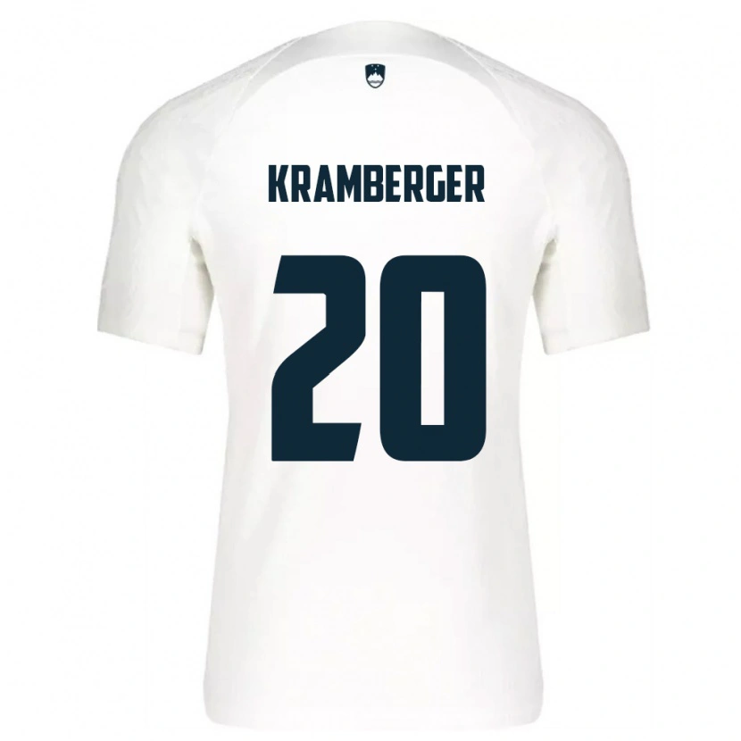 Danxen Hombre Camiseta Eslovenia Enej Kramberger #20 Blanco Azul 1ª Equipación 26-28 La Camisa