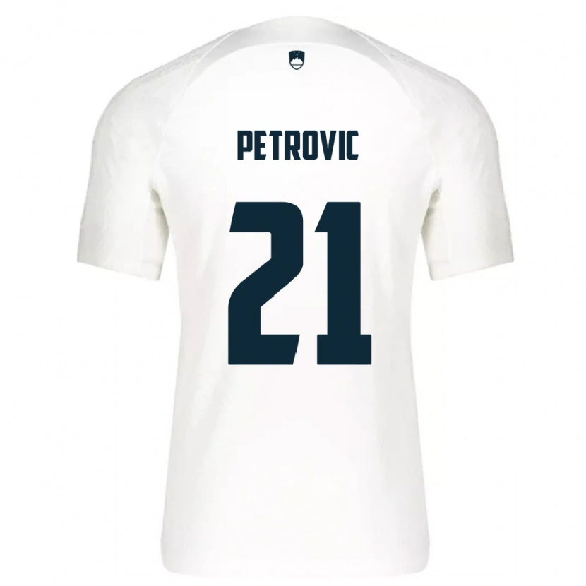 Danxen Hombre Camiseta Eslovenia Zan Petrovic #21 Blanco Azul 1ª Equipación 26-28 La Camisa