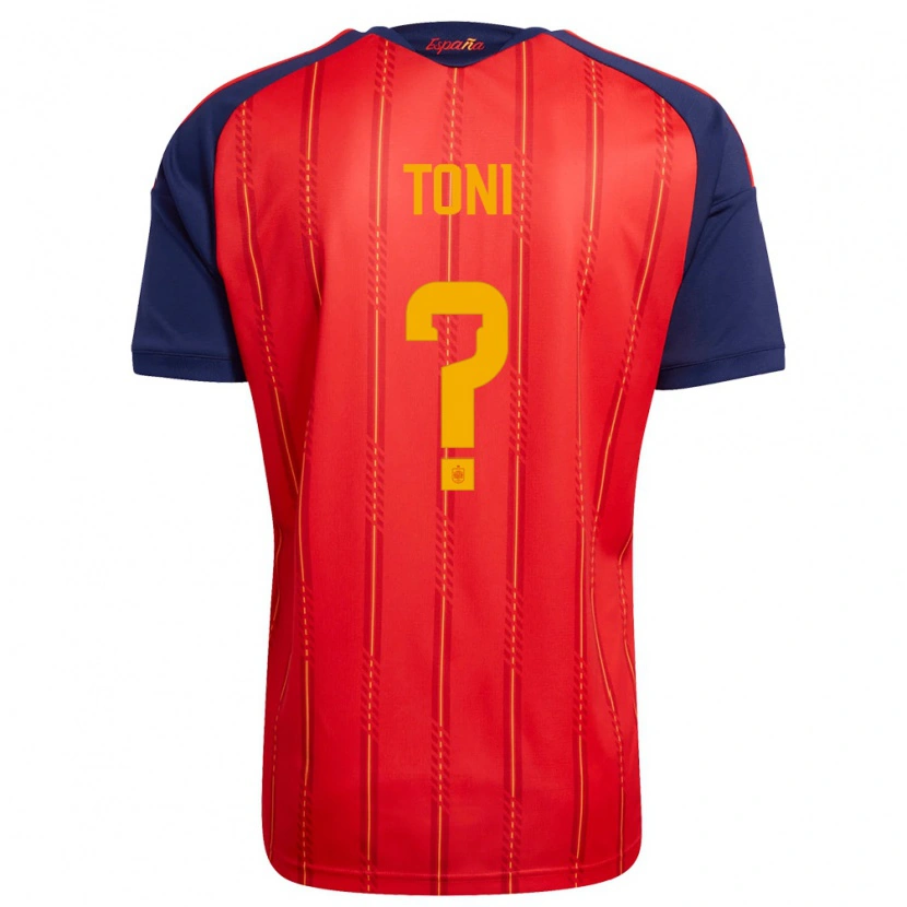 Danxen Hombre Camiseta España Toni Fernández #0 Rojo Marino Amarillo 1ª Equipación 26-28 La Camisa