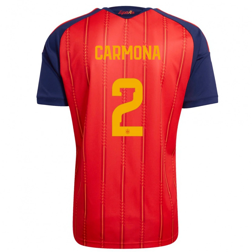 Danxen Hombre Camiseta España José Ángel Carmona #2 Rojo Marino Amarillo 1ª Equipación 26-28 La Camisa