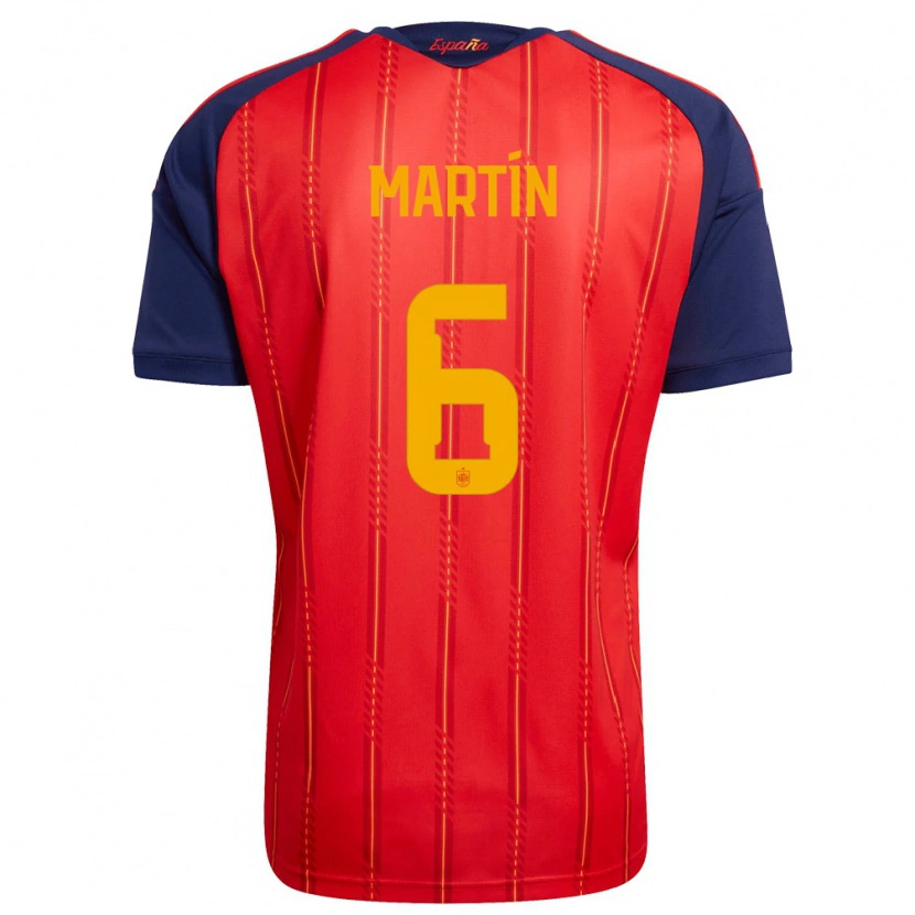 Danxen Hombre Camiseta España Mario Martín #6 Rojo Marino Amarillo 1ª Equipación 26-28 La Camisa