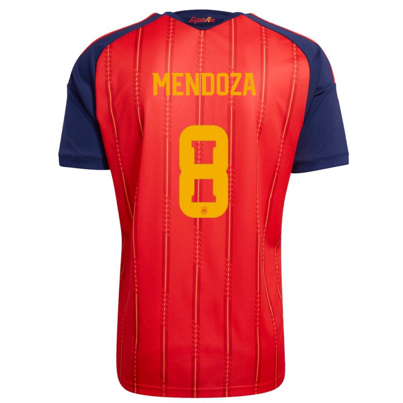 Danxen Hombre Camiseta España Rodrigo Mendoza #8 Rojo Marino Amarillo 1ª Equipación 26-28 La Camisa