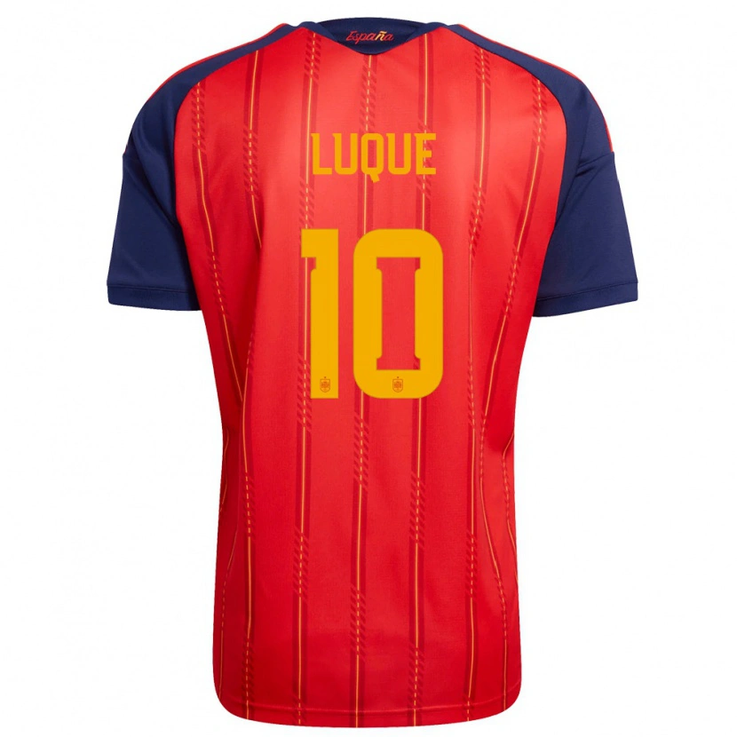 Danxen Hombre Camiseta España Bruno Luque #10 Rojo Marino Amarillo 1ª Equipación 26-28 La Camisa