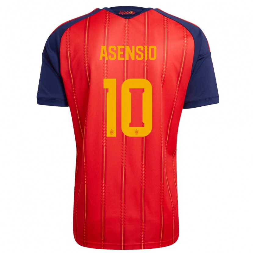 Danxen Hombre Camiseta España Marco Asensio #10 Rojo Marino Amarillo 1ª Equipación 26-28 La Camisa