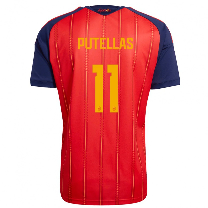 Danxen Hombre Camiseta España Alexia Putellas #11 Rojo Marino Amarillo 1ª Equipación 26-28 La Camisa