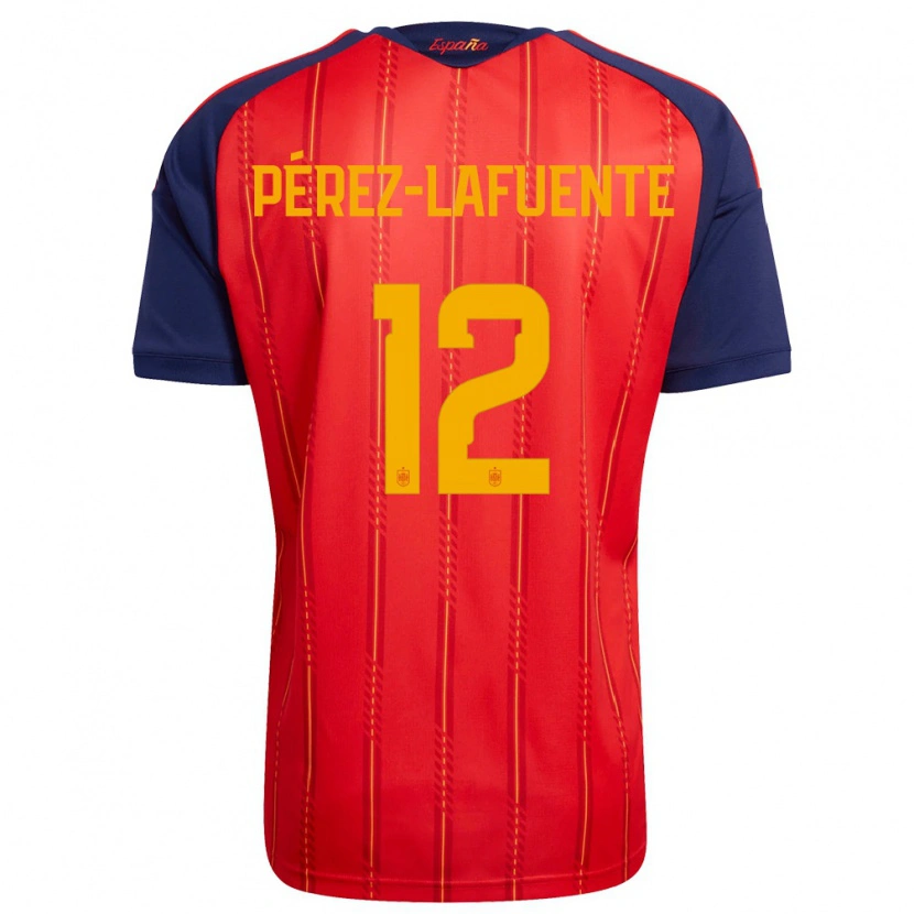 Danxen Hombre Camiseta España Jorge Pérez-Lafuente #12 Rojo Marino Amarillo 1ª Equipación 26-28 La Camisa
