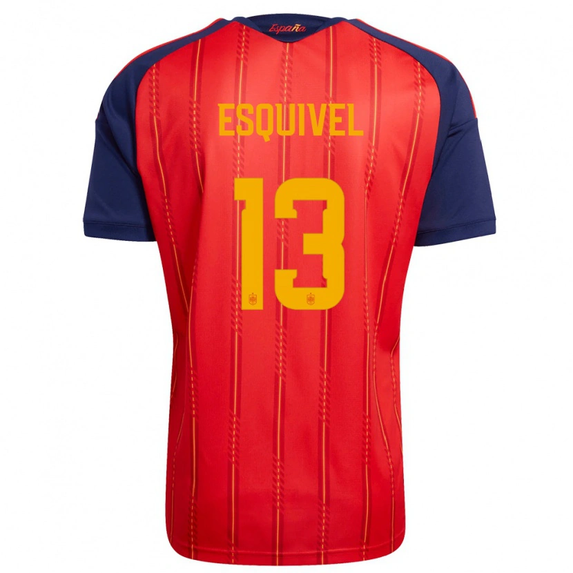 Danxen Hombre Camiseta España Salvi Esquivel #13 Rojo Marino Amarillo 1ª Equipación 26-28 La Camisa