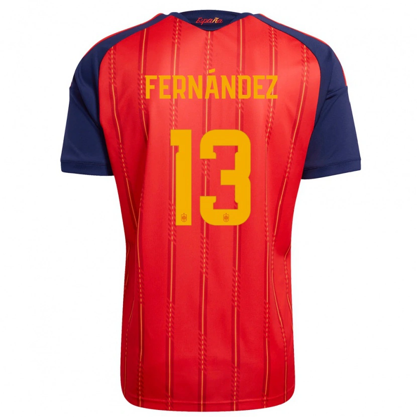 Danxen Hombre Camiseta España Cesar Fernandez #13 Rojo Marino Amarillo 1ª Equipación 26-28 La Camisa
