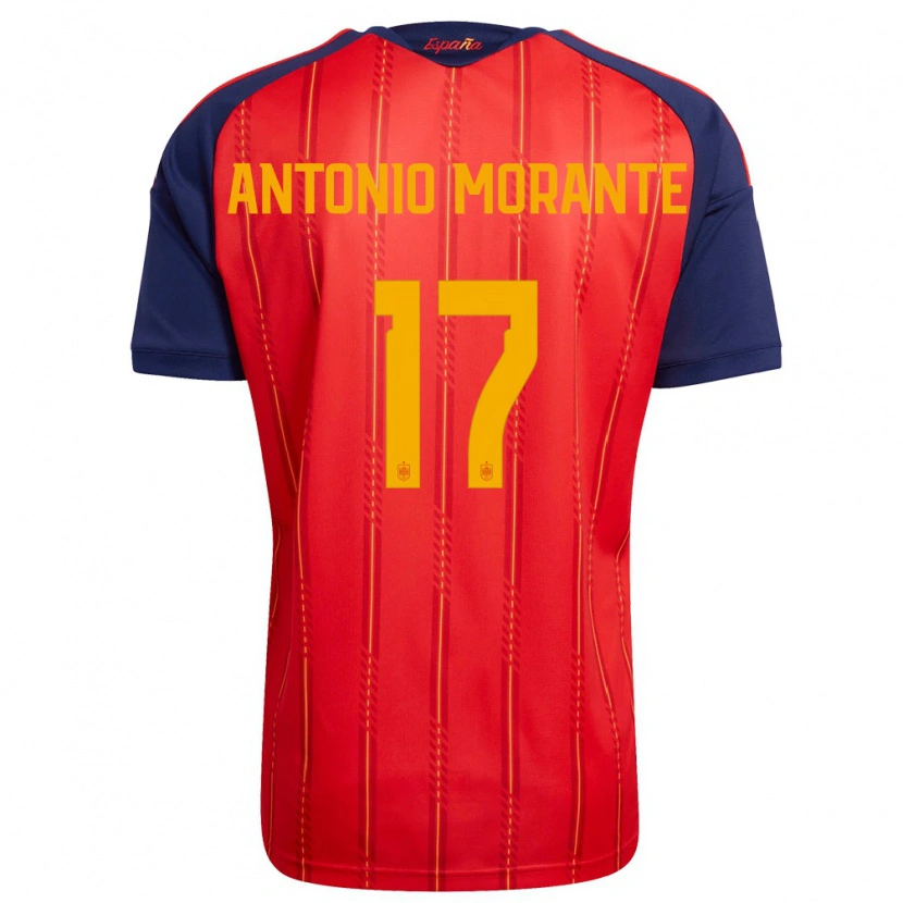Danxen Hombre Camiseta España José Antonio Morante #17 Rojo Marino Amarillo 1ª Equipación 26-28 La Camisa