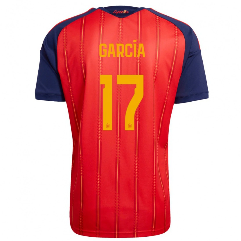 Danxen Hombre Camiseta España Lucia Garcia #17 Rojo Marino Amarillo 1ª Equipación 26-28 La Camisa