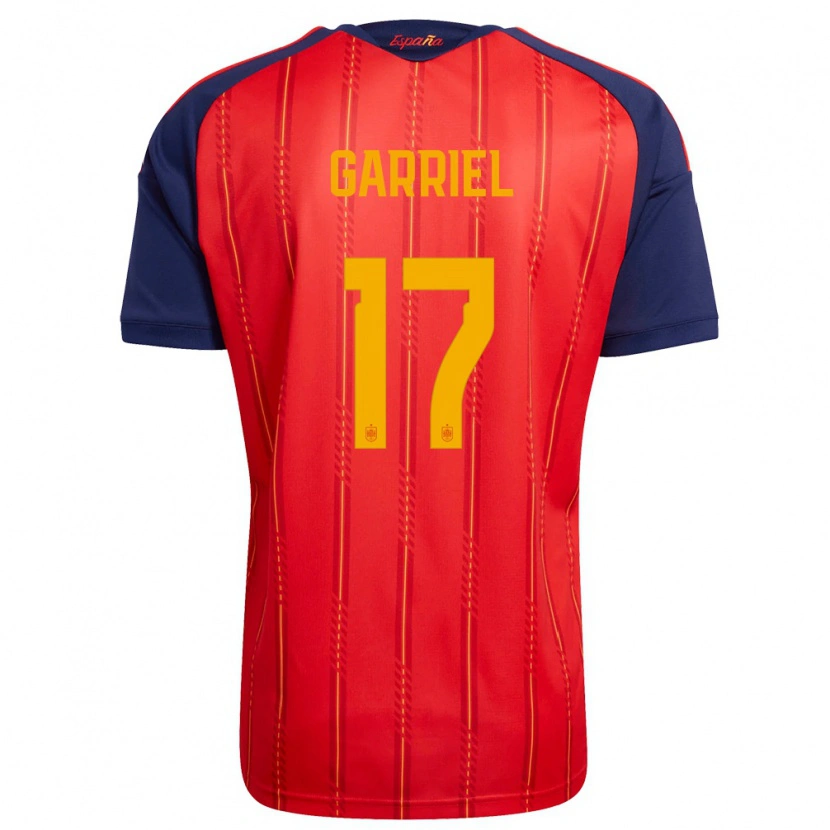 Danxen Hombre Camiseta España Ivan Garriel #17 Rojo Marino Amarillo 1ª Equipación 26-28 La Camisa