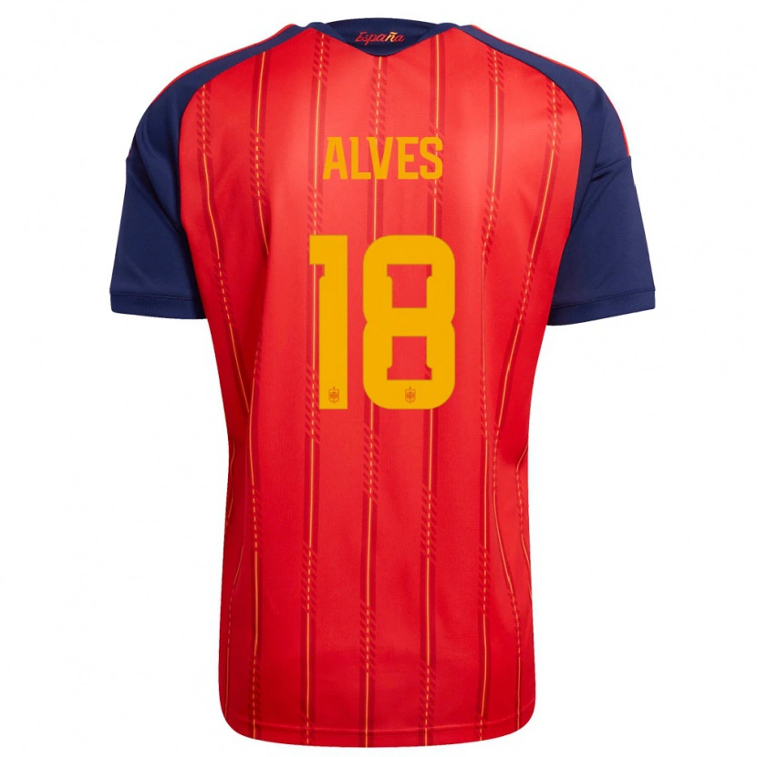 Danxen Hombre Camiseta España Enzo Alves #18 Rojo Marino Amarillo 1ª Equipación 26-28 La Camisa