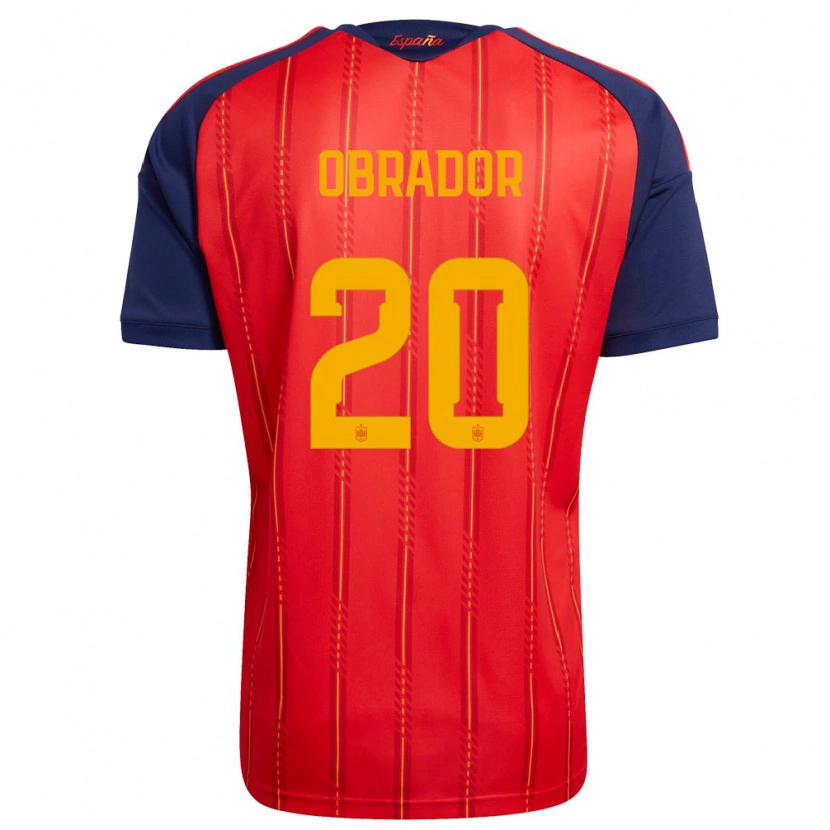Danxen Hombre Camiseta España Rafa Obrador #20 Rojo Marino Amarillo 1ª Equipación 26-28 La Camisa