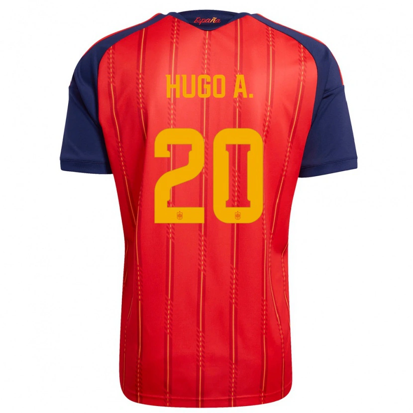 Danxen Hombre Camiseta España Hugo Álvarez #20 Rojo Marino Amarillo 1ª Equipación 26-28 La Camisa