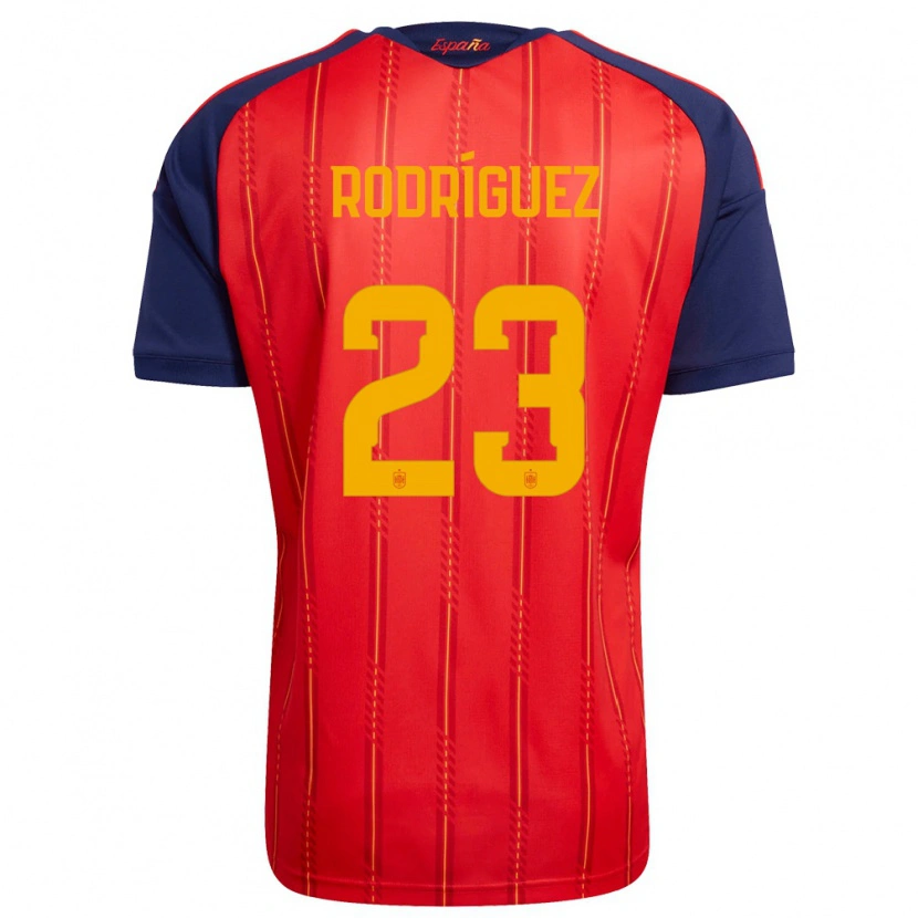 Danxen Hombre Camiseta España Misa Rodriguez #23 Rojo Marino Amarillo 1ª Equipación 26-28 La Camisa