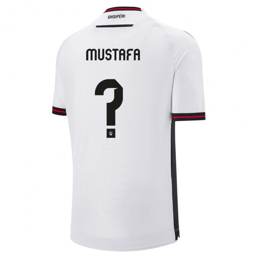 Danxen Hombre Camiseta Albania Erno Mustafa #0 Blanco Negro 2ª Equipación 26-28 La Camisa