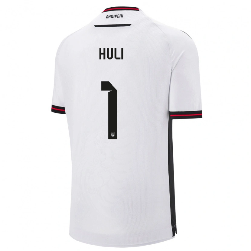 Danxen Hombre Camiseta Albania Raffaele Huli #1 Blanco Negro 2ª Equipación 26-28 La Camisa