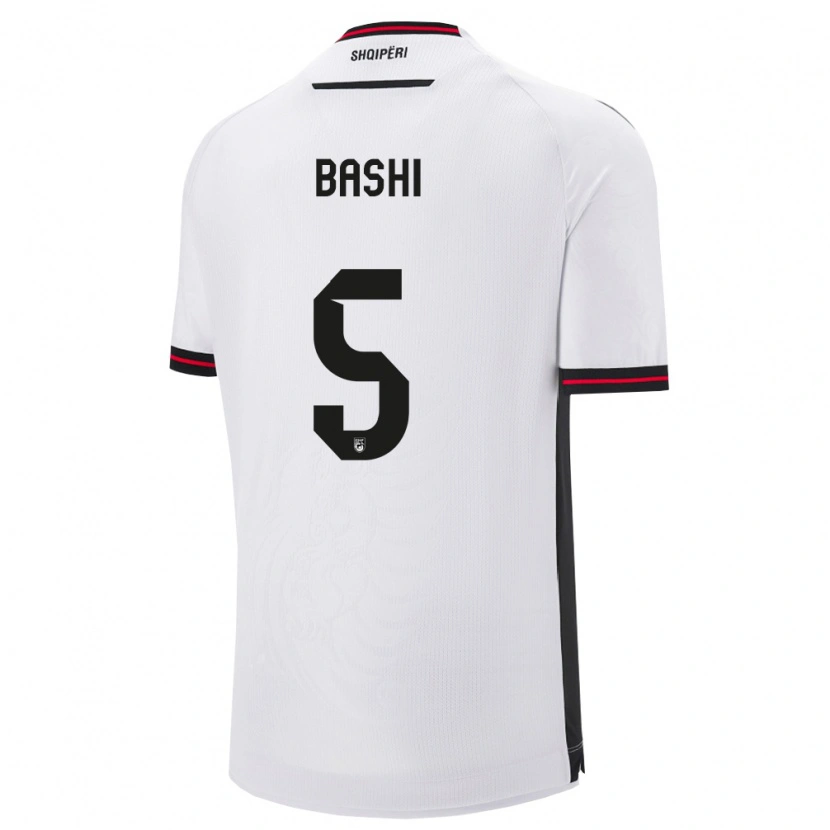 Danxen Hombre Camiseta Albania Ervin Bashi #5 Blanco Negro 2ª Equipación 26-28 La Camisa