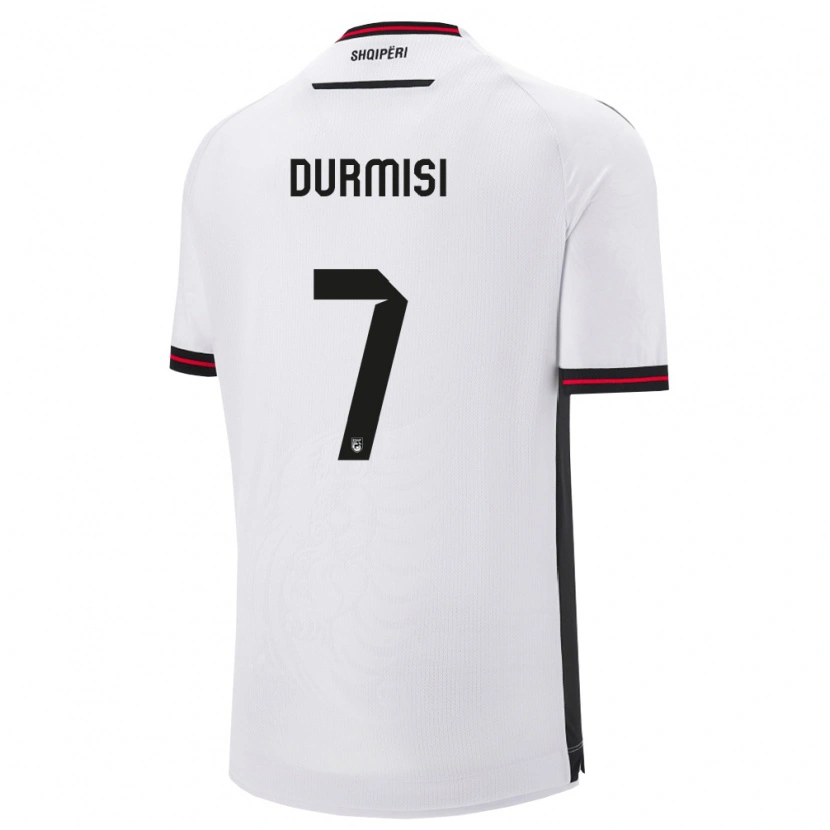 Danxen Hombre Camiseta Albania Arman Durmiši #7 Blanco Negro 2ª Equipación 26-28 La Camisa