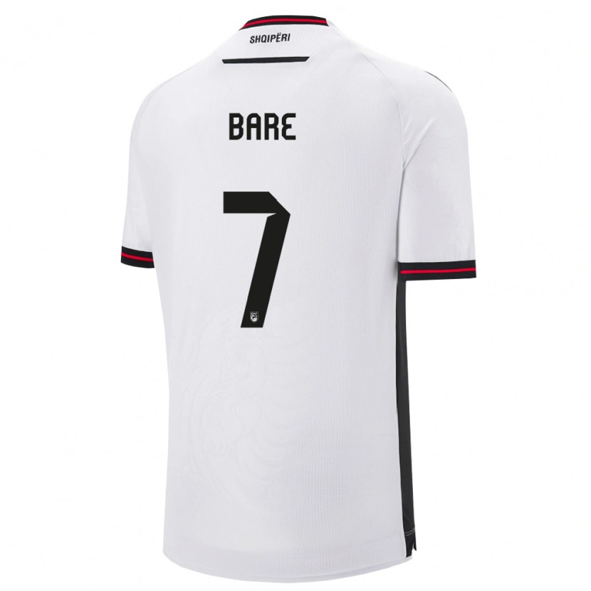 Danxen Hombre Camiseta Albania Keidi Bare #7 Blanco Negro 2ª Equipación 26-28 La Camisa