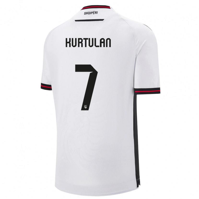 Danxen Hombre Camiseta Albania Arda Kurtulan #7 Blanco Negro 2ª Equipación 26-28 La Camisa