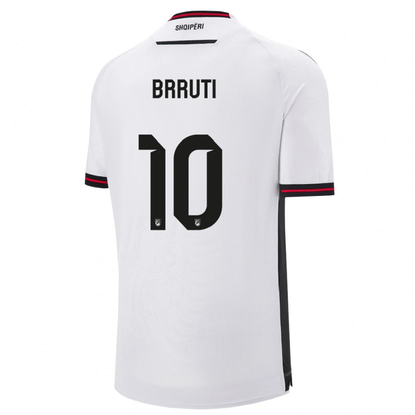 Danxen Hombre Camiseta Albania Etnik Brruti #10 Blanco Negro 2ª Equipación 26-28 La Camisa