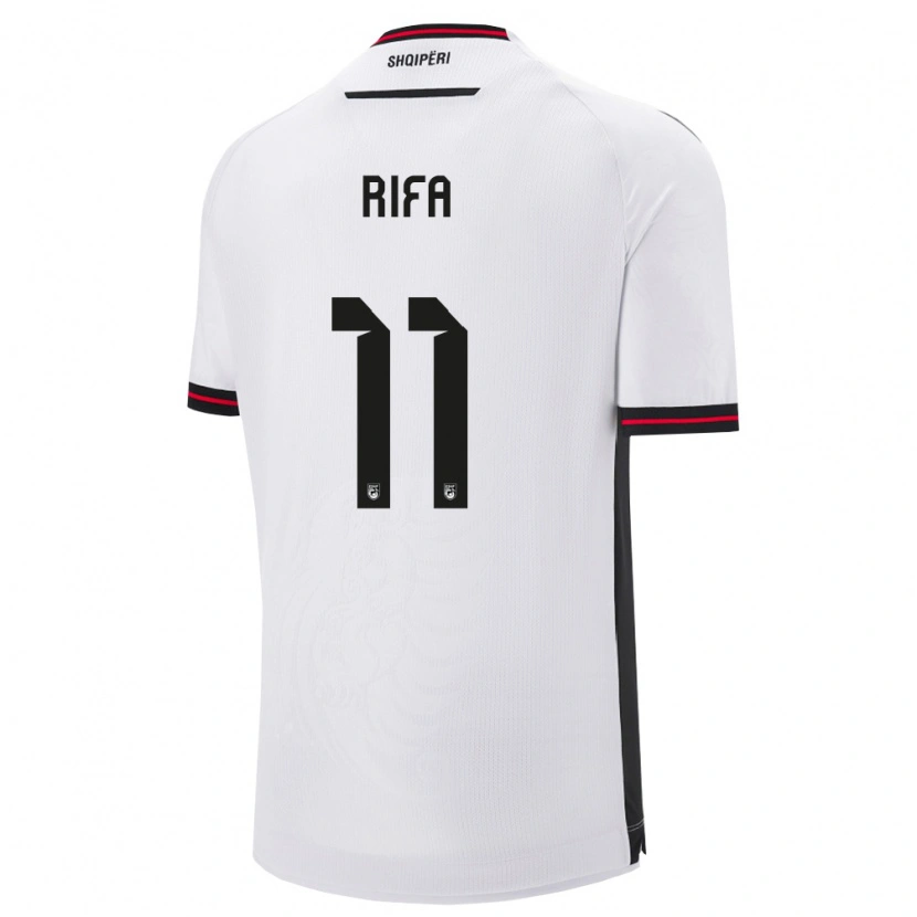 Danxen Hombre Camiseta Albania Oresti Rifa #11 Blanco Negro 2ª Equipación 26-28 La Camisa