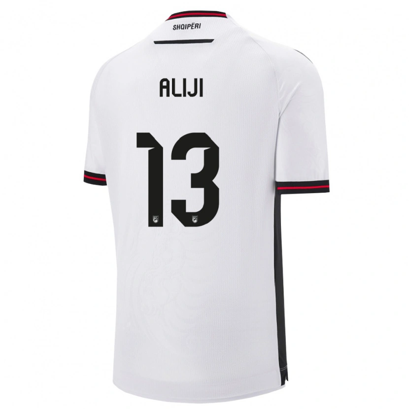 Danxen Hombre Camiseta Albania Naser Aliji #13 Blanco Negro 2ª Equipación 26-28 La Camisa