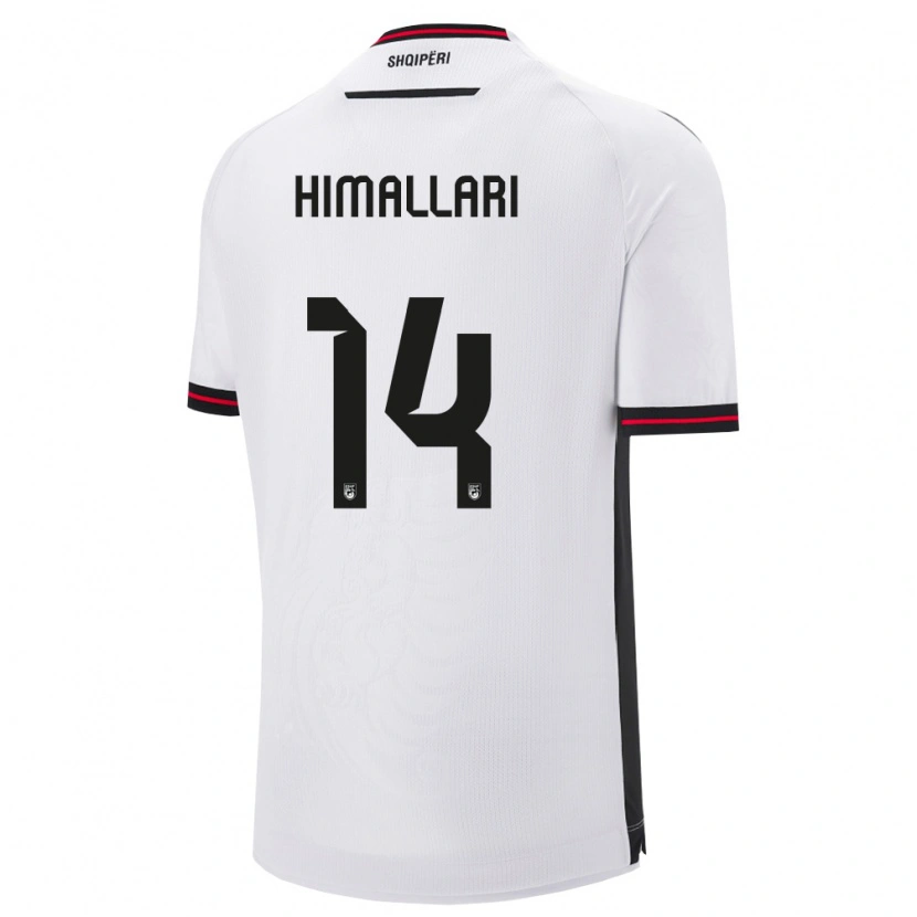 Danxen Hombre Camiseta Albania Elson Himallari #14 Blanco Negro 2ª Equipación 26-28 La Camisa