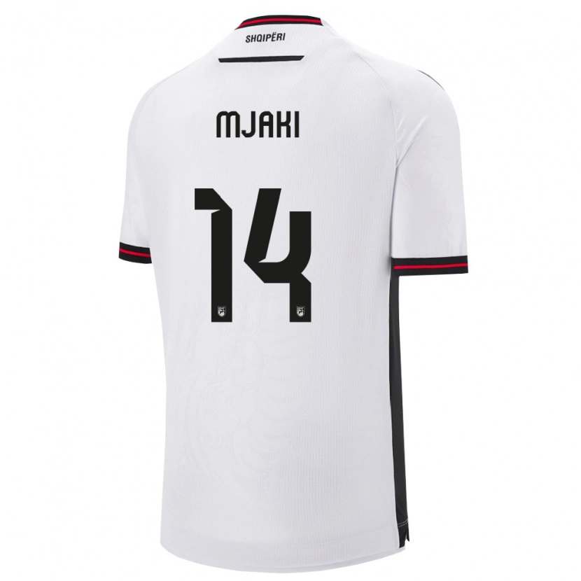 Danxen Hombre Camiseta Albania Agan Mjaki #14 Blanco Negro 2ª Equipación 26-28 La Camisa
