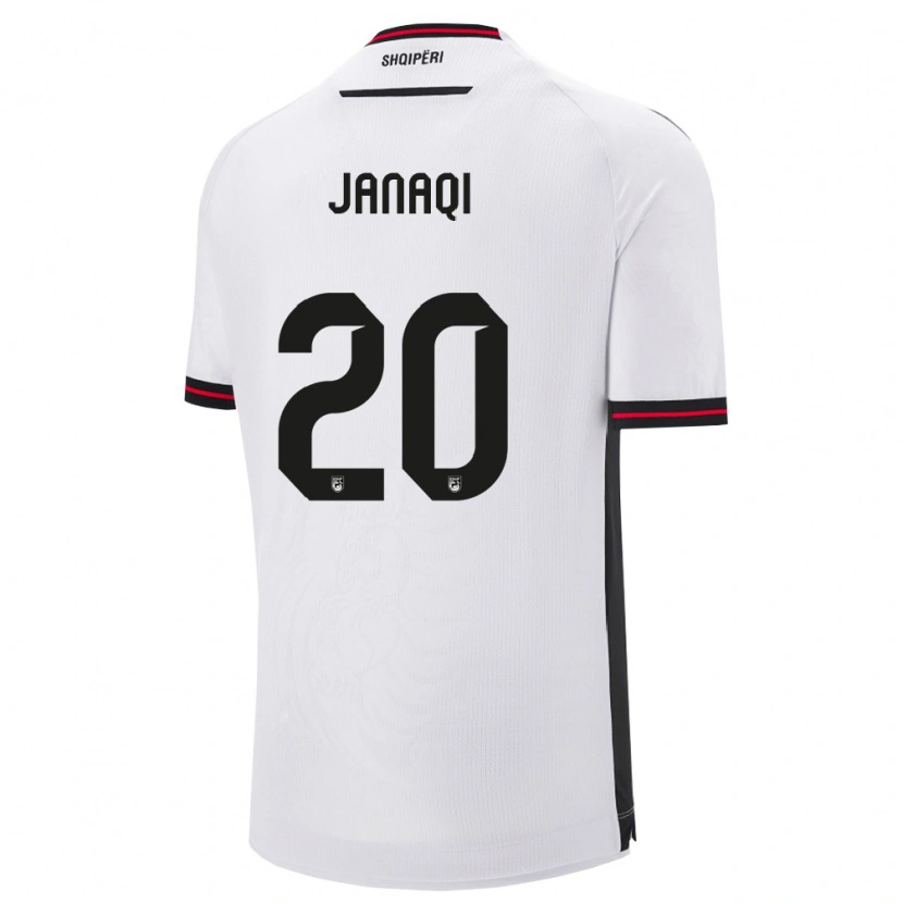 Danxen Hombre Camiseta Albania Dejvid Janaqi #20 Blanco Negro 2ª Equipación 26-28 La Camisa