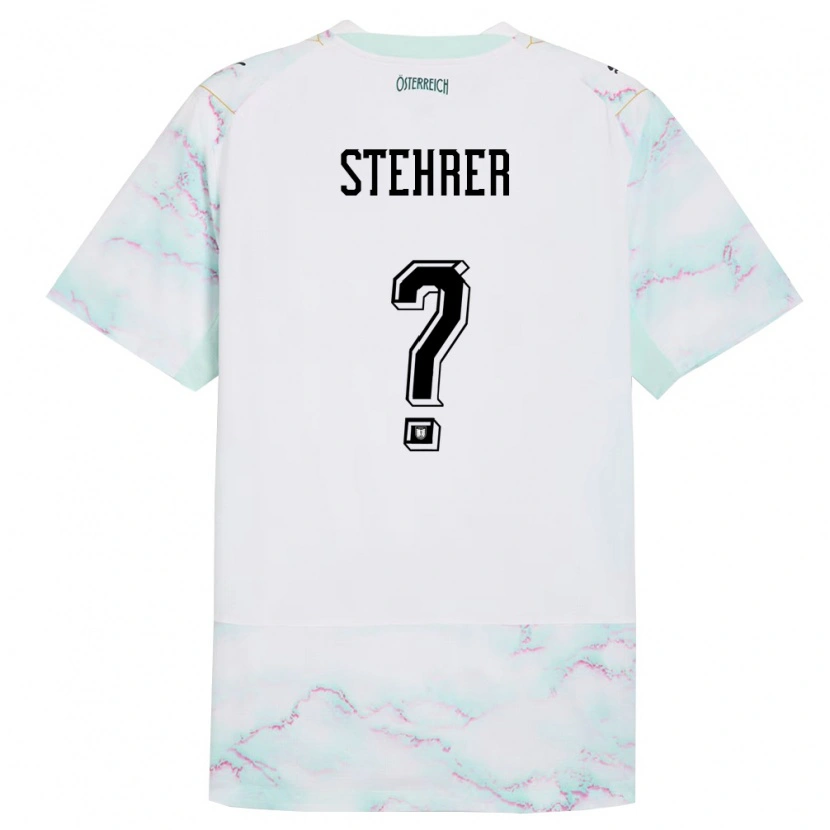 Danxen Hombre Camiseta Austria Erik Stehrer #0 Blanco Verde Oro 2ª Equipación 26-28 La Camisa