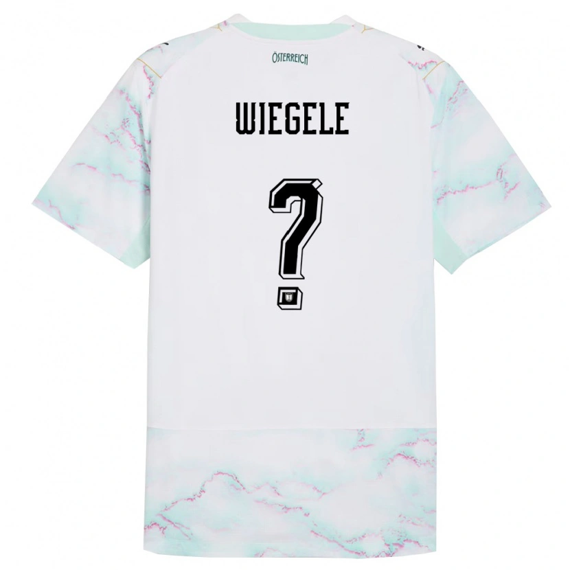 Danxen Hombre Camiseta Austria Florian Wiegele #0 Blanco Verde Oro 2ª Equipación 26-28 La Camisa