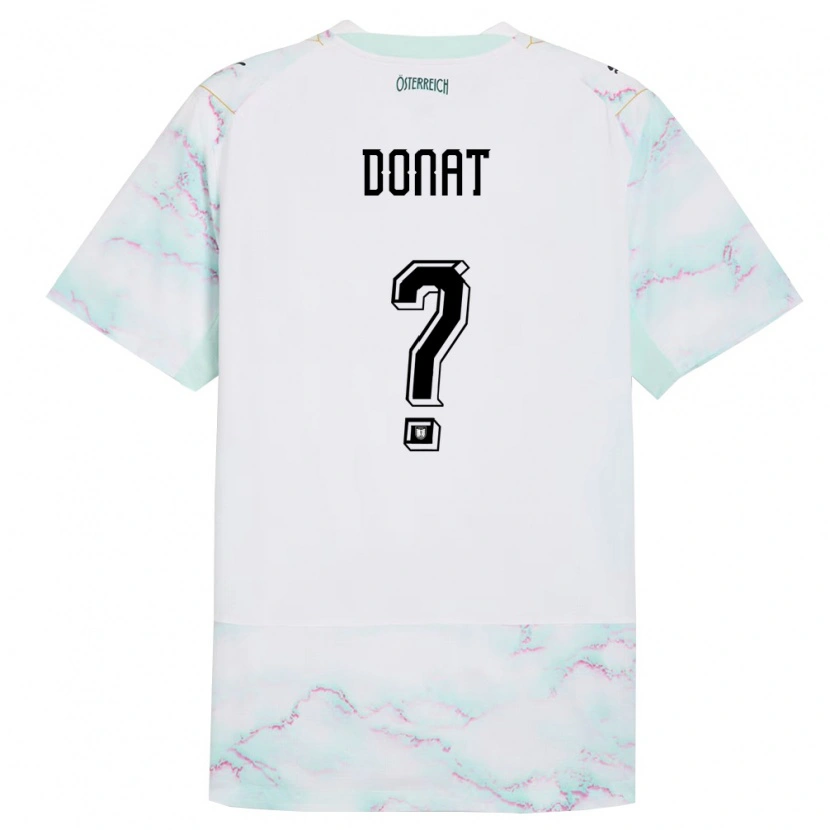 Danxen Hombre Camiseta Austria Nils Donat #0 Blanco Verde Oro 2ª Equipación 26-28 La Camisa