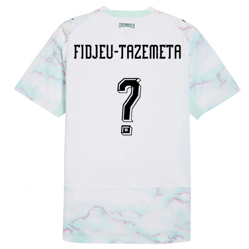 Danxen Hombre Camiseta Austria Thierry Fidjeu-Tazemeta #0 Blanco Verde Oro 2ª Equipación 26-28 La Camisa
