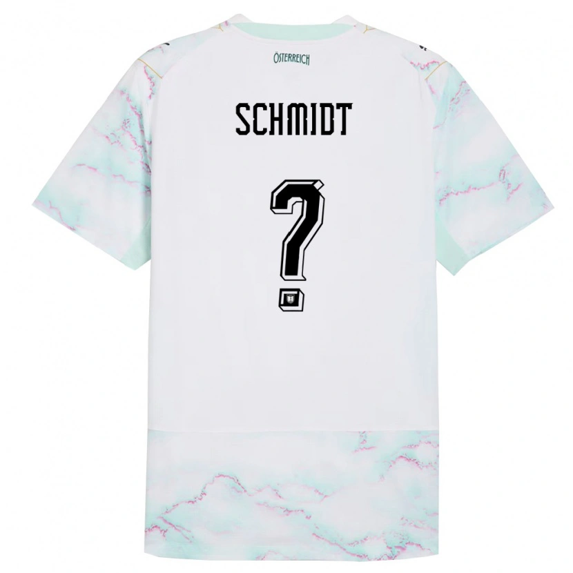 Danxen Hombre Camiseta Austria Moritz Schmidt #0 Blanco Verde Oro 2ª Equipación 26-28 La Camisa