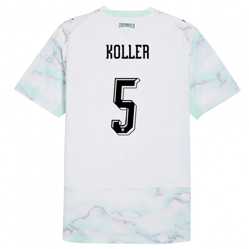 Danxen Hombre Camiseta Austria Paul Koller #5 Blanco Verde Oro 2ª Equipación 26-28 La Camisa
