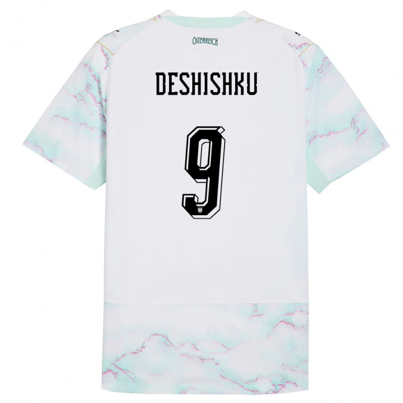 Danxen Hombre Camiseta Austria Hasan Deshishku #9 Blanco Verde Oro 2ª Equipación 26-28 La Camisa