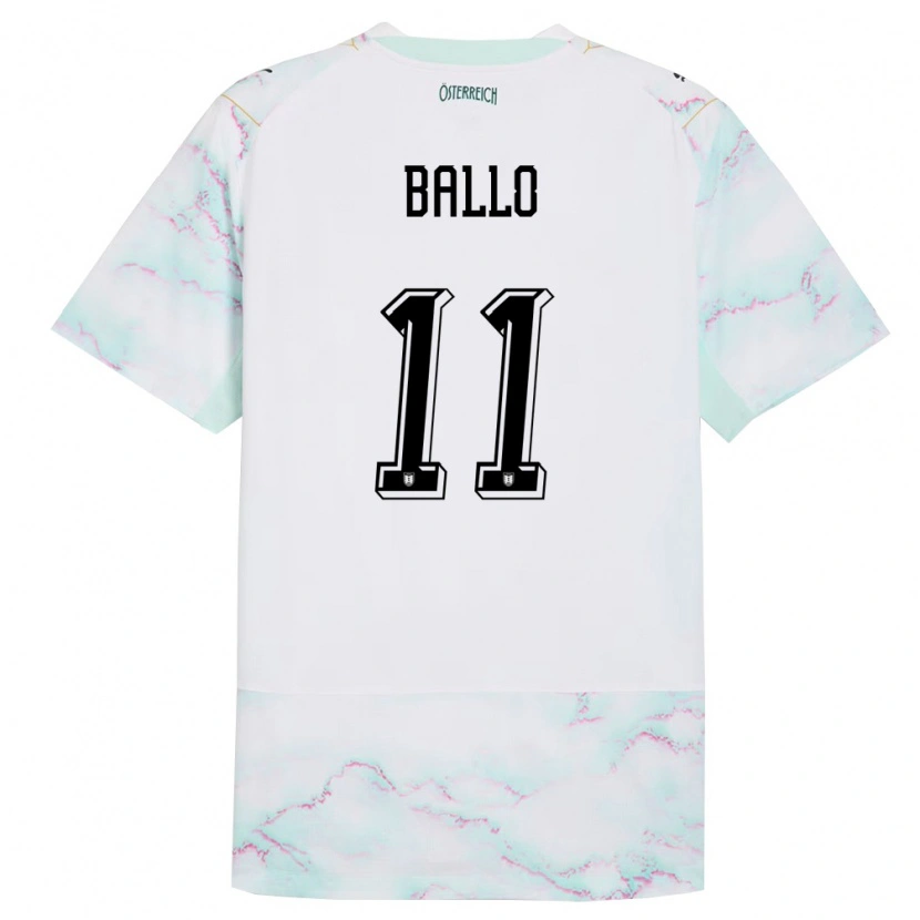 Danxen Hombre Camiseta Austria Thierno Ballo #11 Blanco Verde Oro 2ª Equipación 26-28 La Camisa