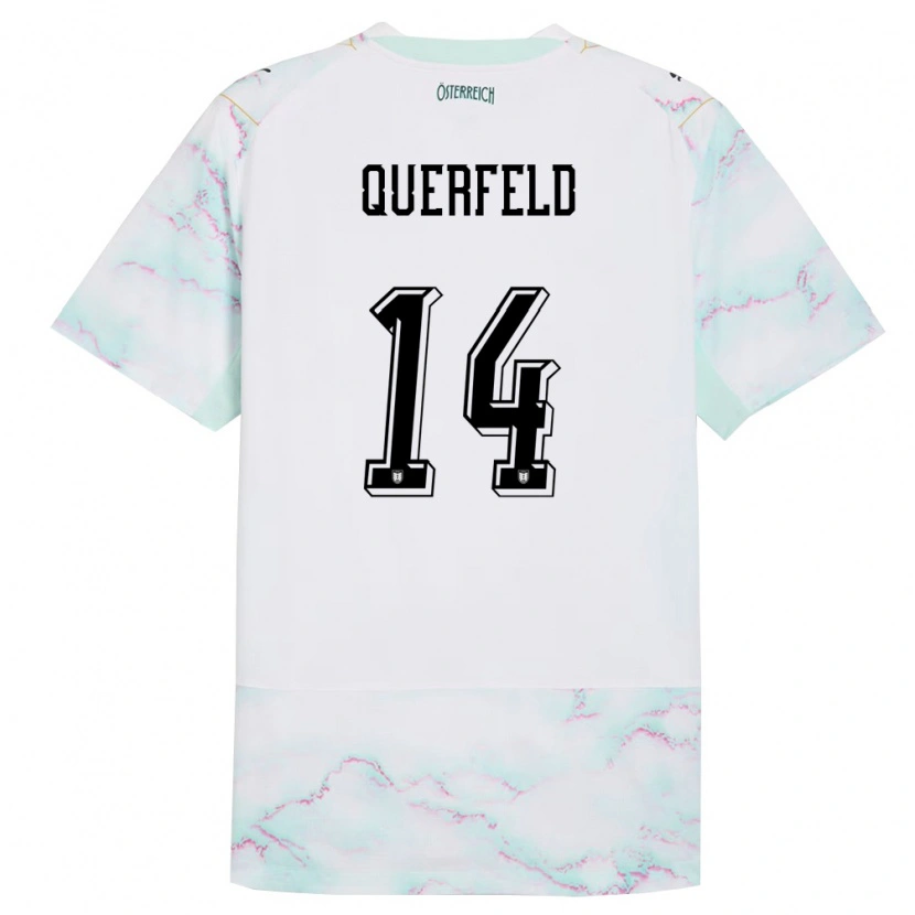 Danxen Hombre Camiseta Austria Leopold Querfeld #14 Blanco Verde Oro 2ª Equipación 26-28 La Camisa