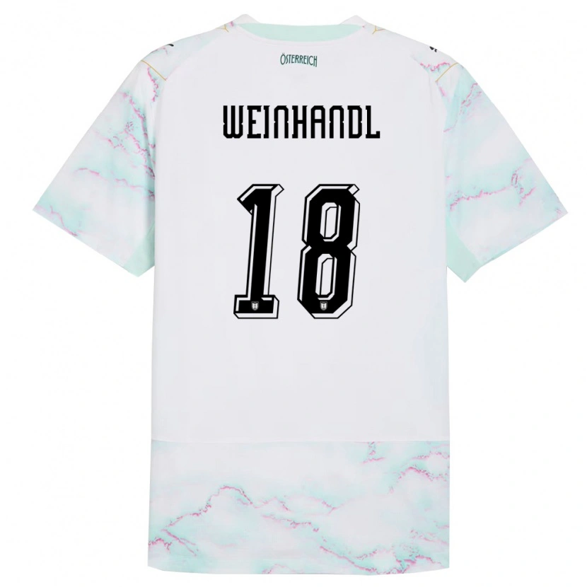 Danxen Hombre Camiseta Austria Luca Weinhandl #18 Blanco Verde Oro 2ª Equipación 26-28 La Camisa