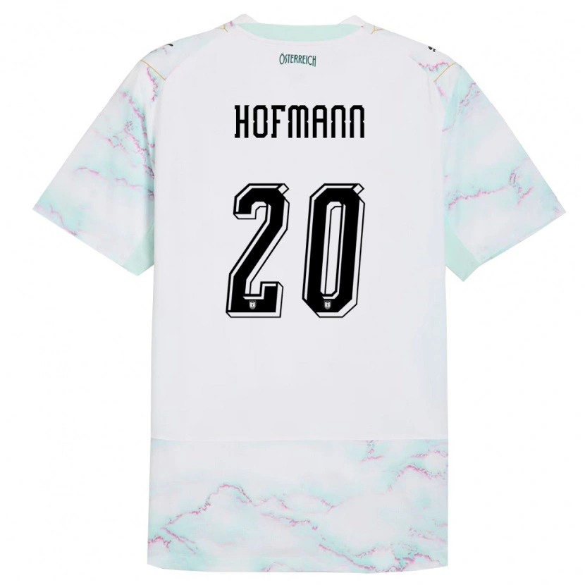 Danxen Hombre Camiseta Austria Florian Hofmann #20 Blanco Verde Oro 2ª Equipación 26-28 La Camisa